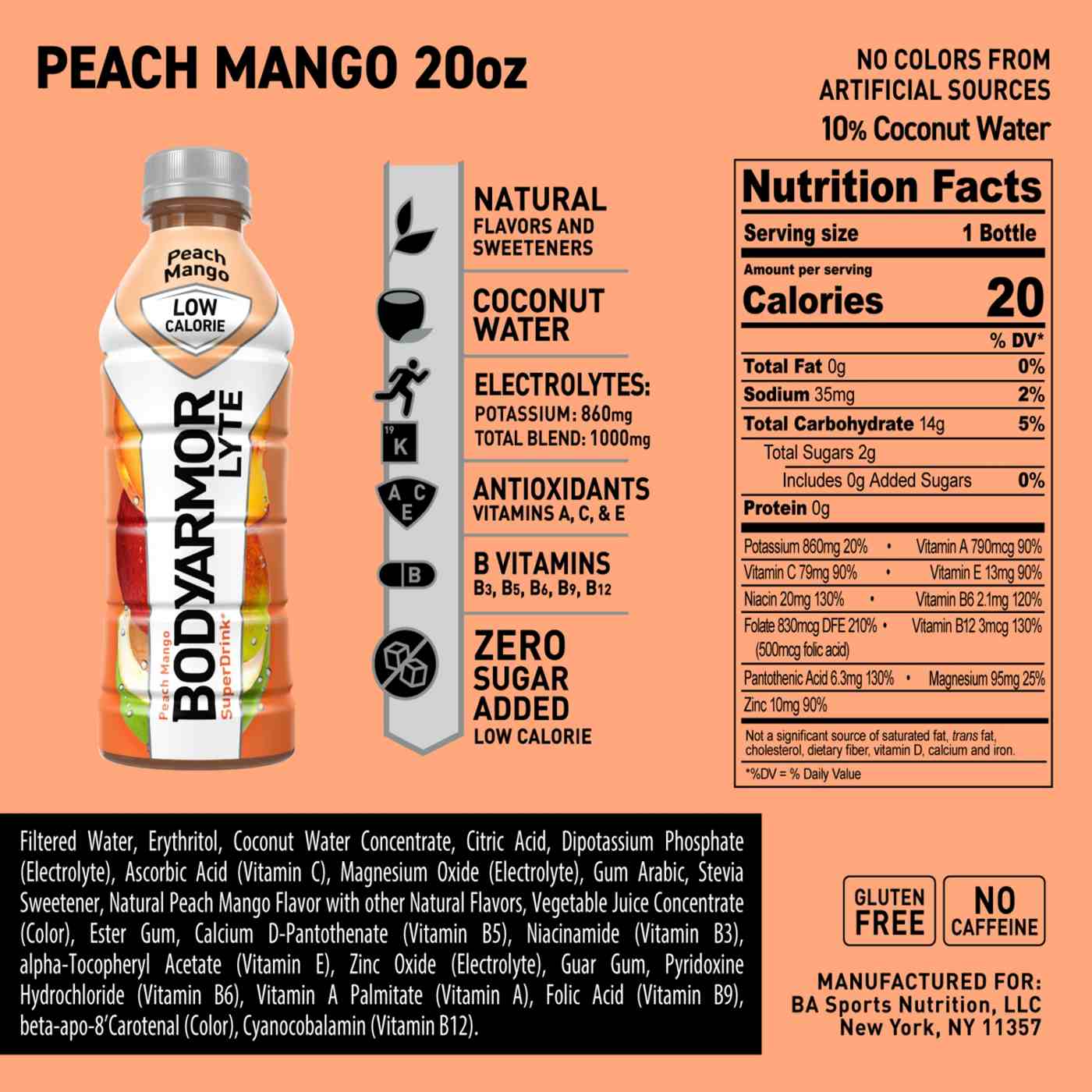 BODYARMOR Lyte Peach Mango; image 7 of 7