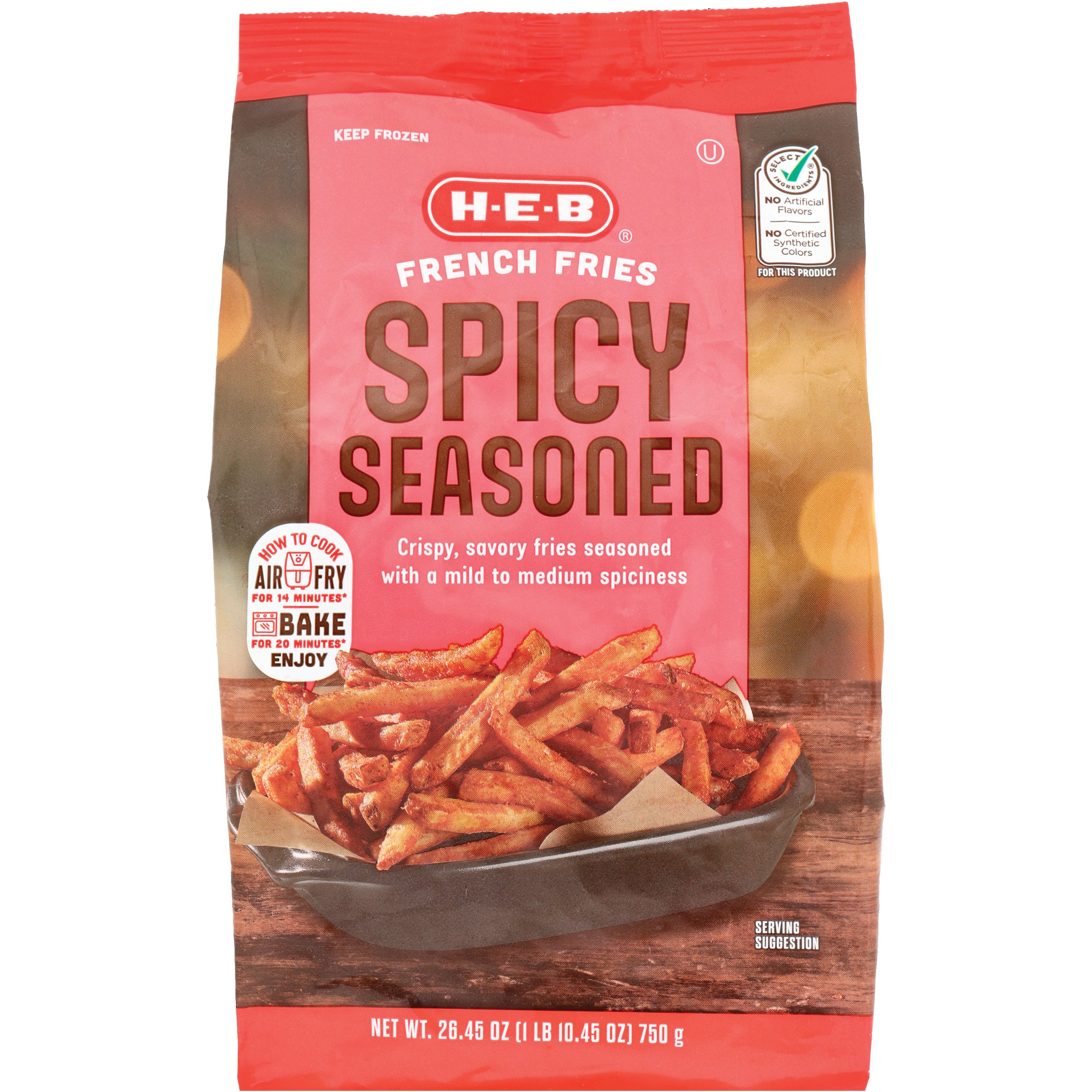 H-E-B Frozen French Fries – Spicy Seasoned, 26.45 oz
