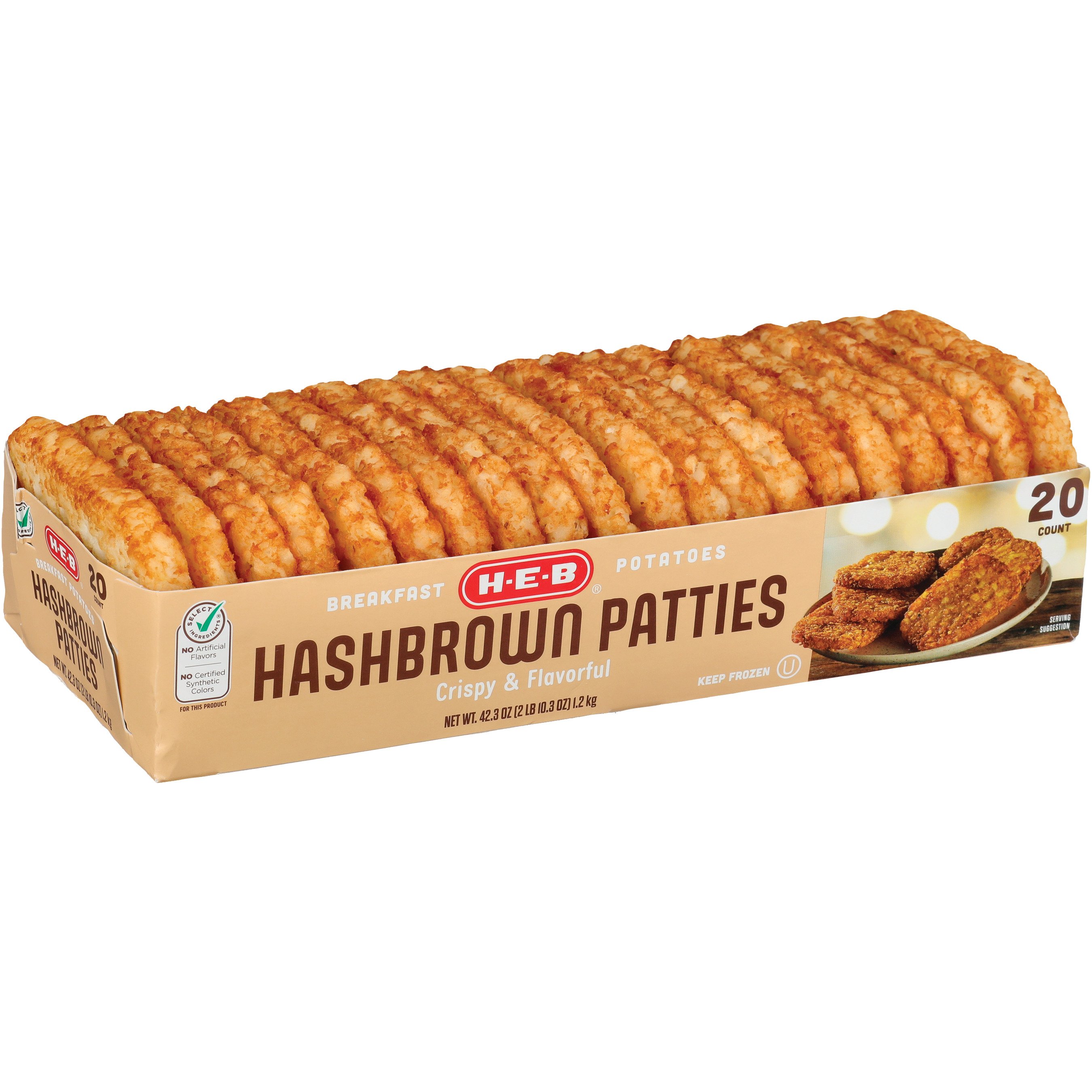H-E-B Frozen Hashbrown Patties Breakfast Potatoes, 20 ct