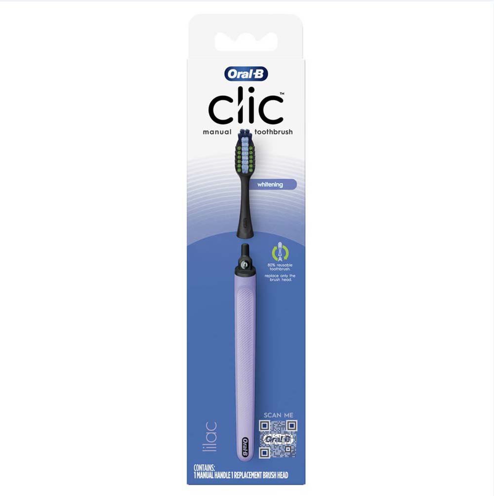 OralB Clic Starter Kit Lilac Toothbrush Handle with Whitening Brush