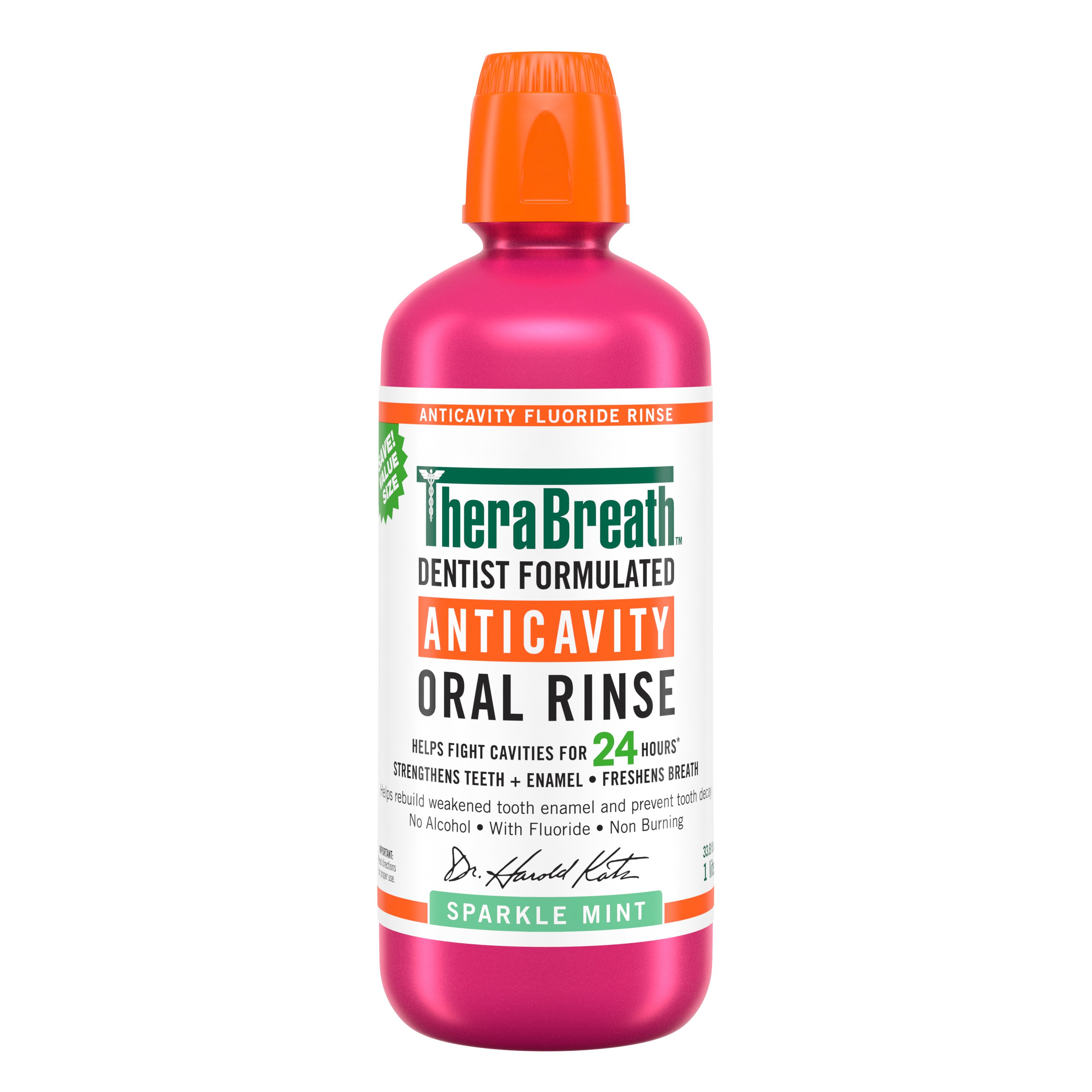 TheraBreath Anticavity Fluoride Mouthwash - Sparkle Mint, 33.8 oz