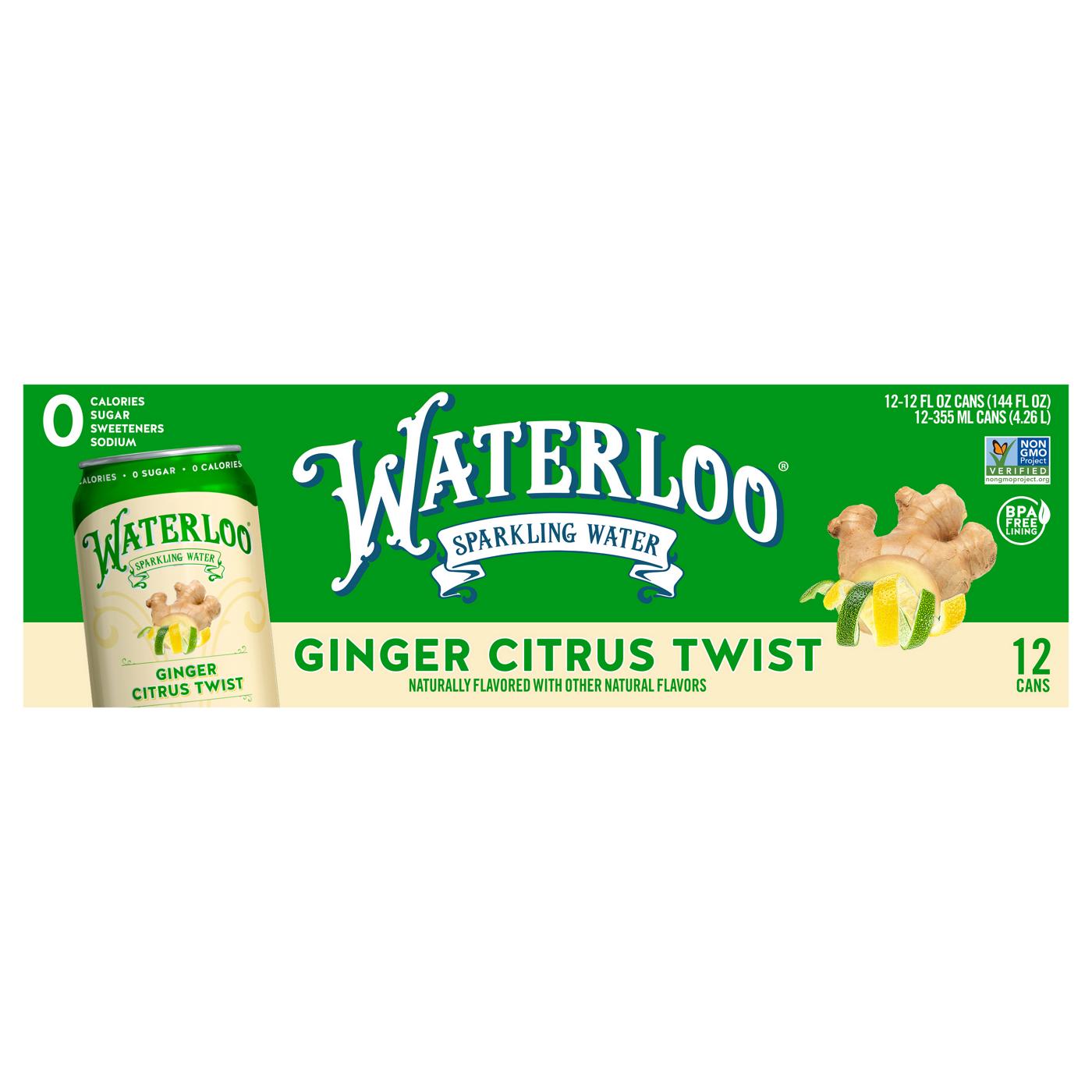 Waterloo Ginger Citrus Twist Sparkling Water 12 pk Cans; image 1 of 2