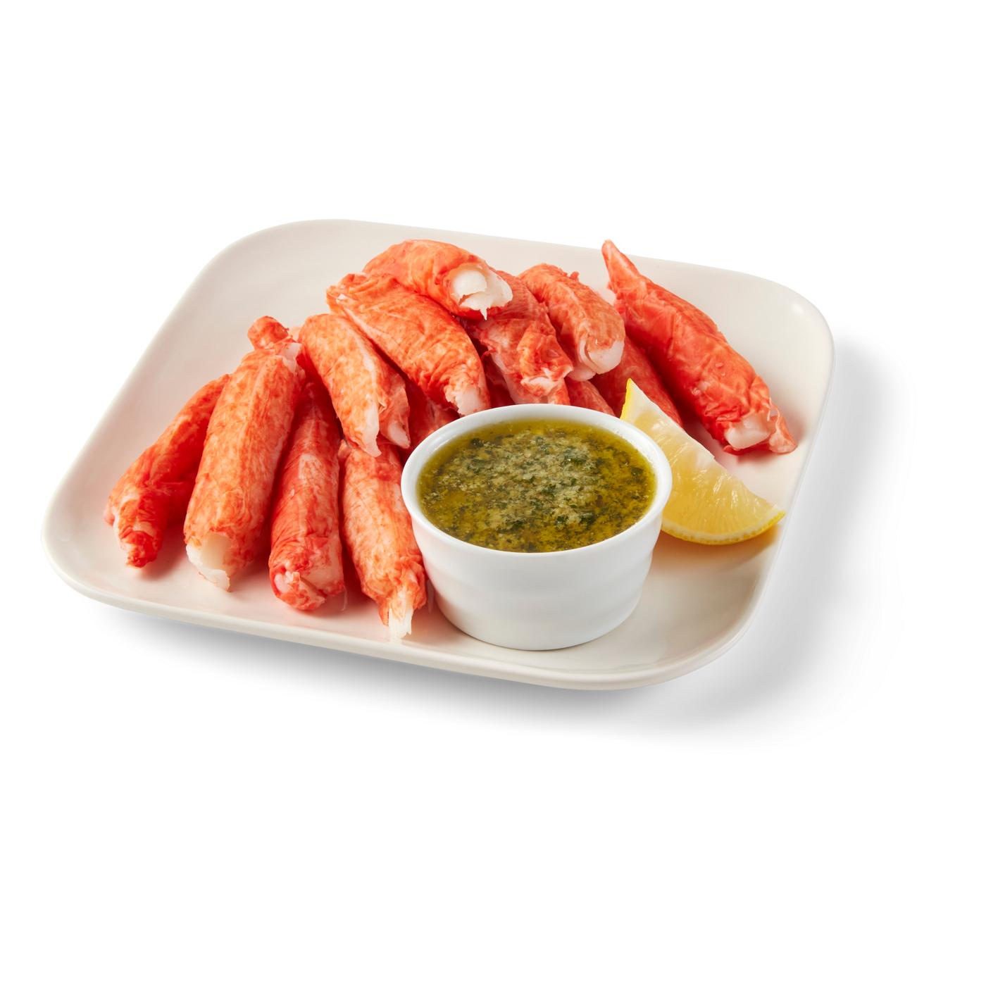 HEB Fish Market Imitation Snow Crab Legs & Butter Shop Shrimp