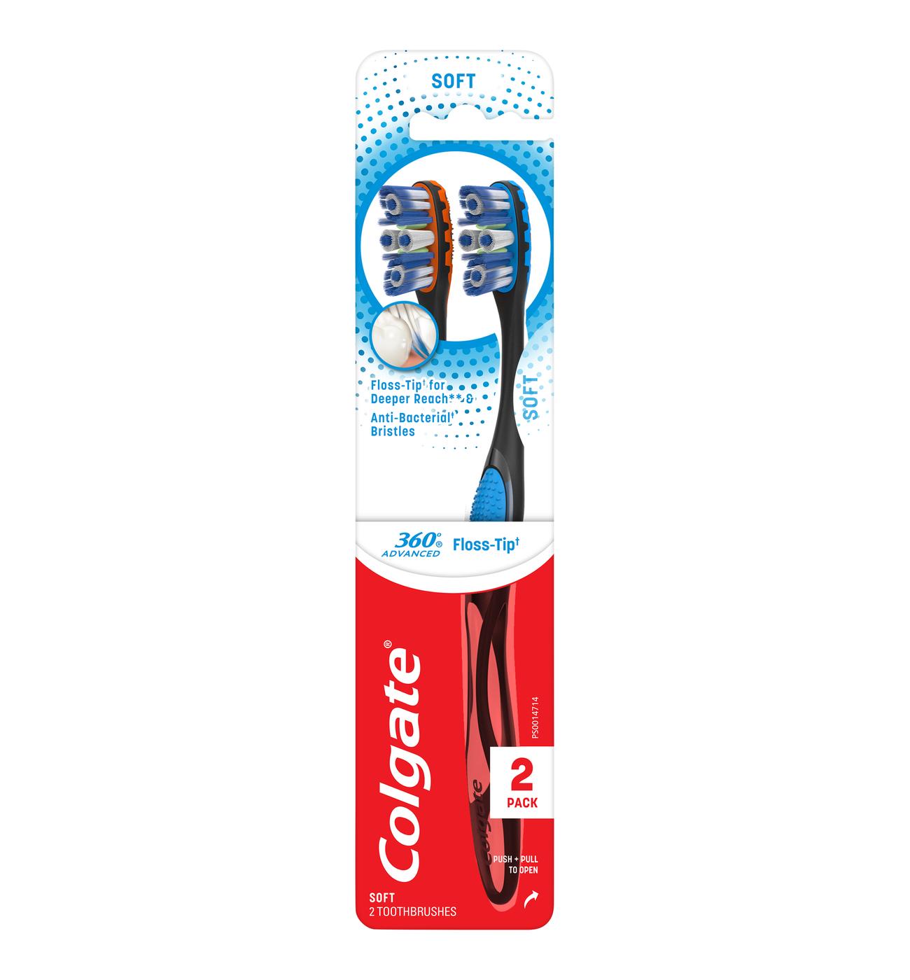 Colgate 360 Advanced Floss Tip Toothbrushes - Soft; image 1 of 5