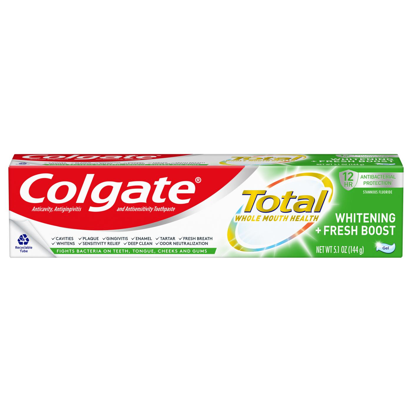 Colgate Total Whitening + Fresh Boost Gel Toothpaste; image 1 of 10