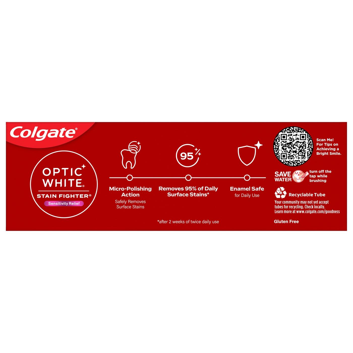 Colgate Optic White Sensitivity Relief Anticavity Toothpaste - Clean Mint; image 3 of 8