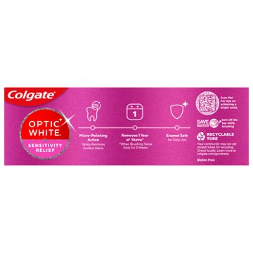 Colgate Optic White Sensitivity Relief Anticavity Toothpaste - Soothing Mint
