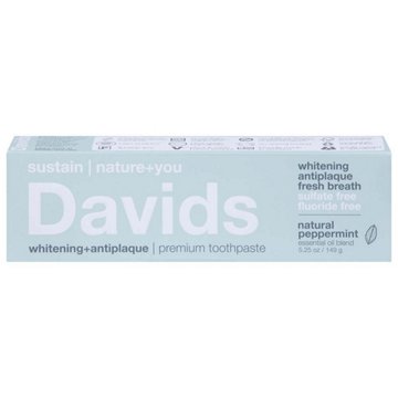 Davids Whitening + Antiplaque Premium Toothpaste - Natural Peppermint, 5.25 oz