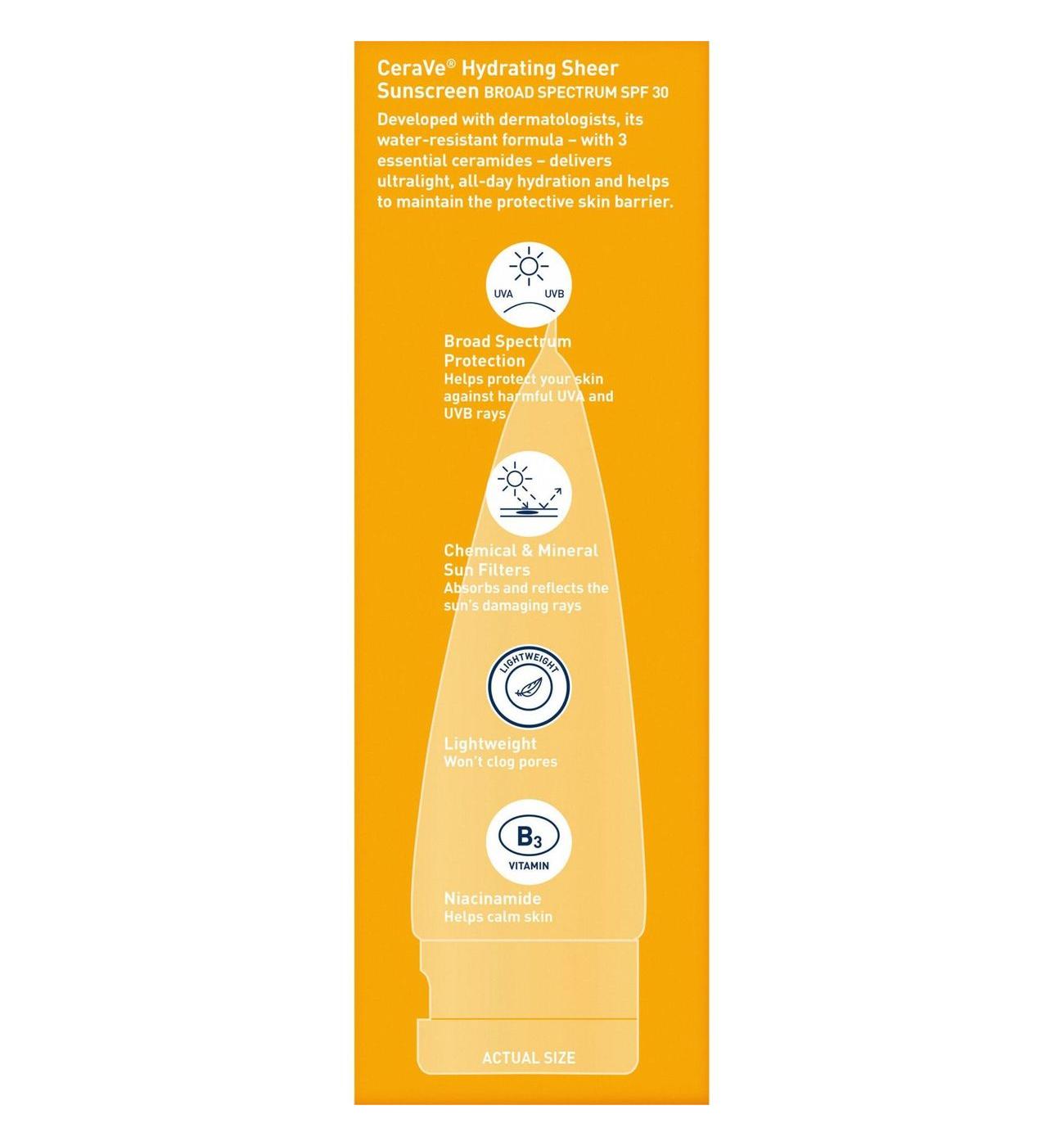 CeraVe Hydrating Sheer Face & Body Sunscreen - SPF 30; image 2 of 4