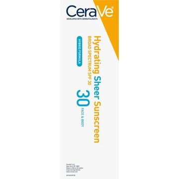CeraVe Hydrating Sheer Face & Body Sunscreen - SPF 30