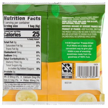 H-E-B Organics Toddler Fruit Melts - Banana Mango & Passion Fruit, 0.21 oz