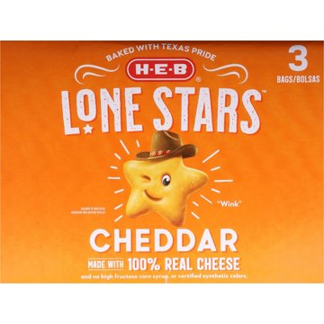 H-E-B Cheddar Lone Stars Baked Snack Crackers 10 oz Bags