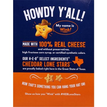 H-E-B Cheddar Lone Stars Baked Snack Crackers 10 oz Bags