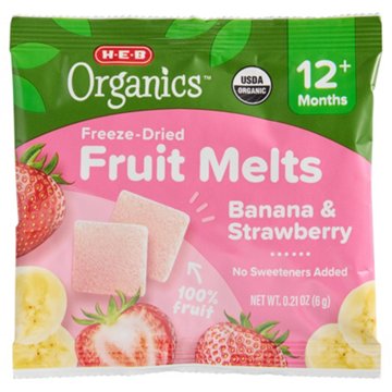 H-E-B Organics Toddler Fruit Melts -  Banana & Strawberry, 0.21 oz