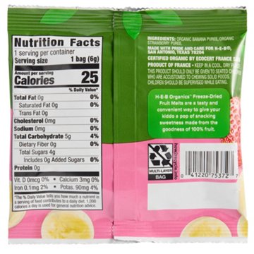 H-E-B Organics Toddler Fruit Melts -  Banana & Strawberry, 0.21 oz