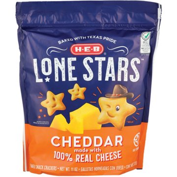 H-E-B Cheddar Lone Stars Baked Snack Crackers, 11 oz