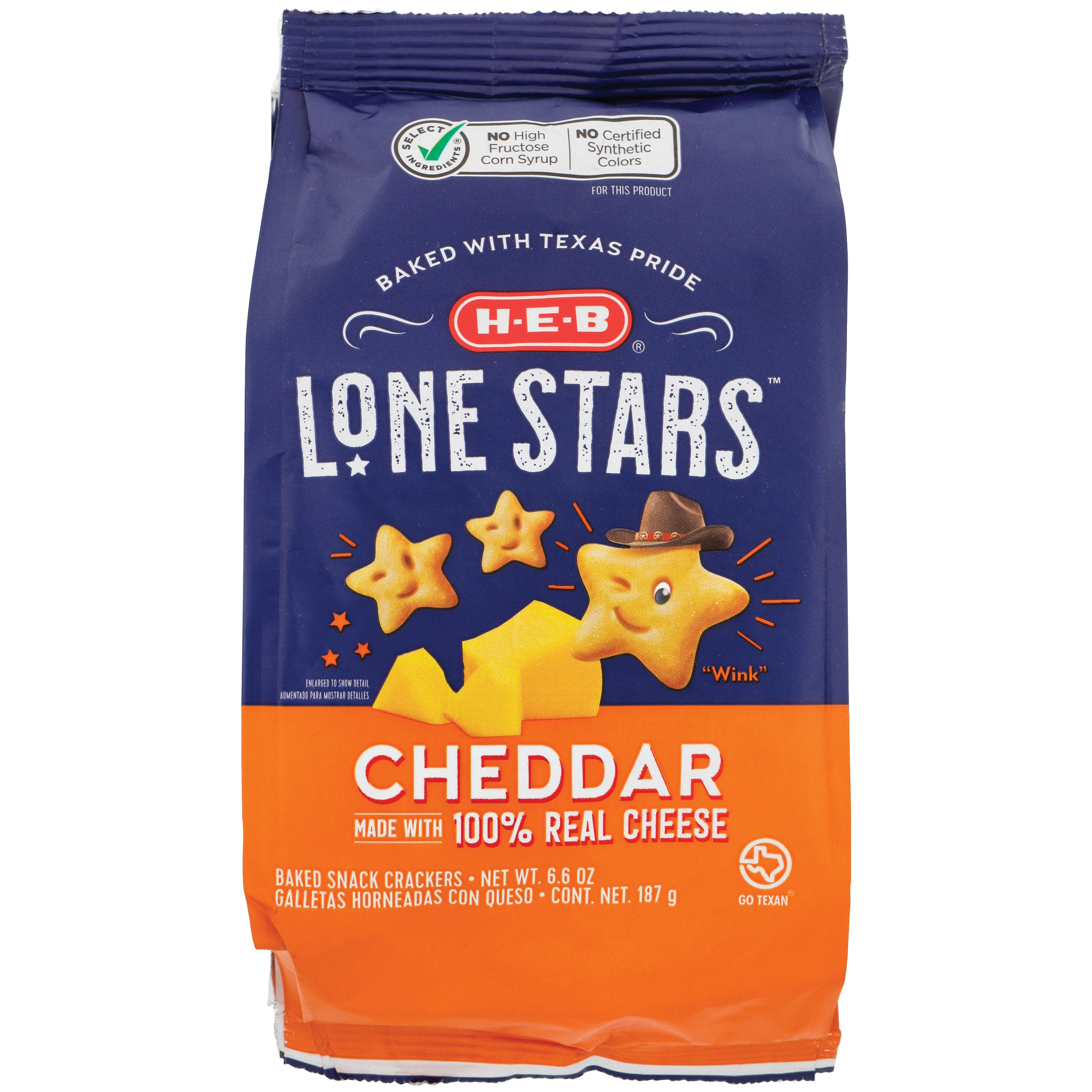 H-E-B Cheddar Lone Stars Baked Snack Crackers - Shop Crackers ...