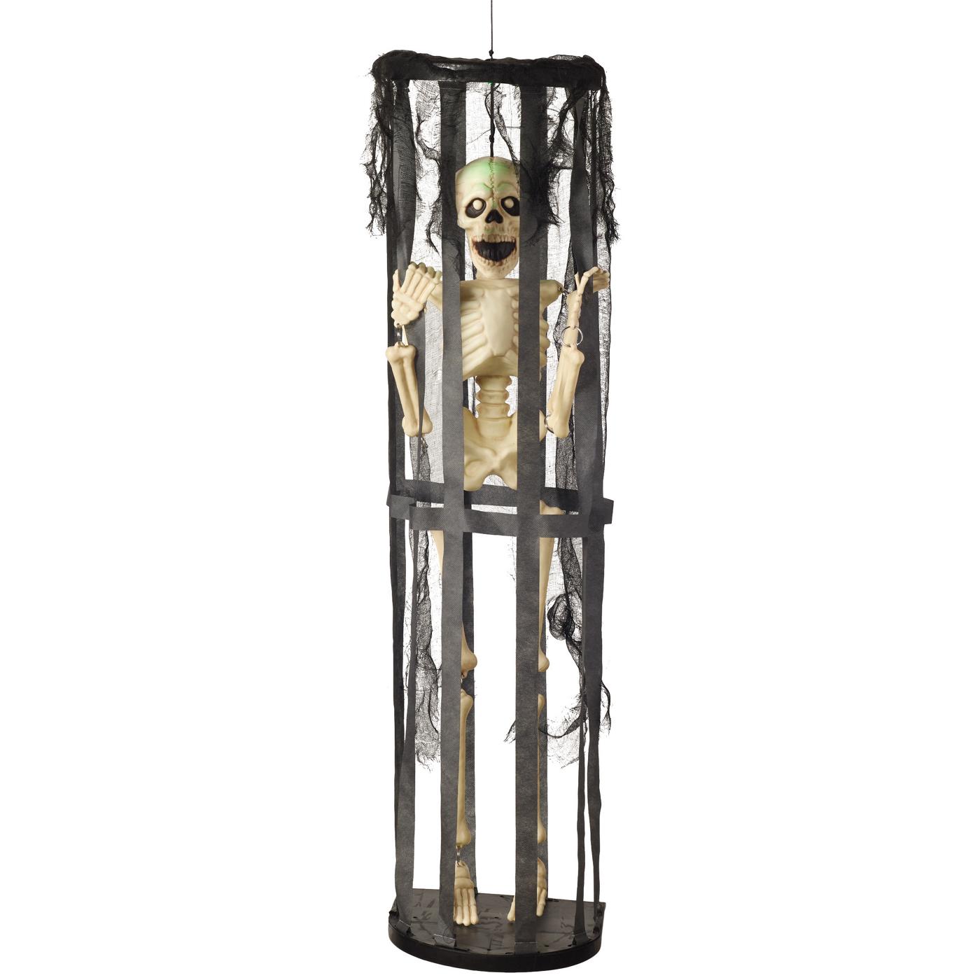 Destination Holiday Hanging Caged Skeleton Halloween Decoration; image 1 of 2