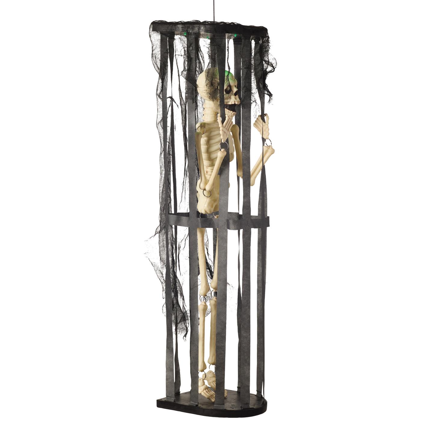 Destination Holiday Hanging Caged Skeleton Halloween Decoration; image 2 of 2