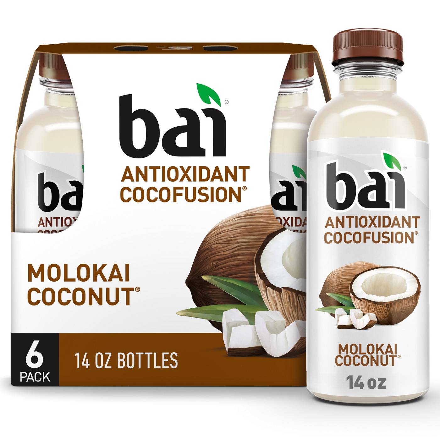 Bai Antioxidant Cocofusion Molokai Coconut Beverage 14 oz Bottles