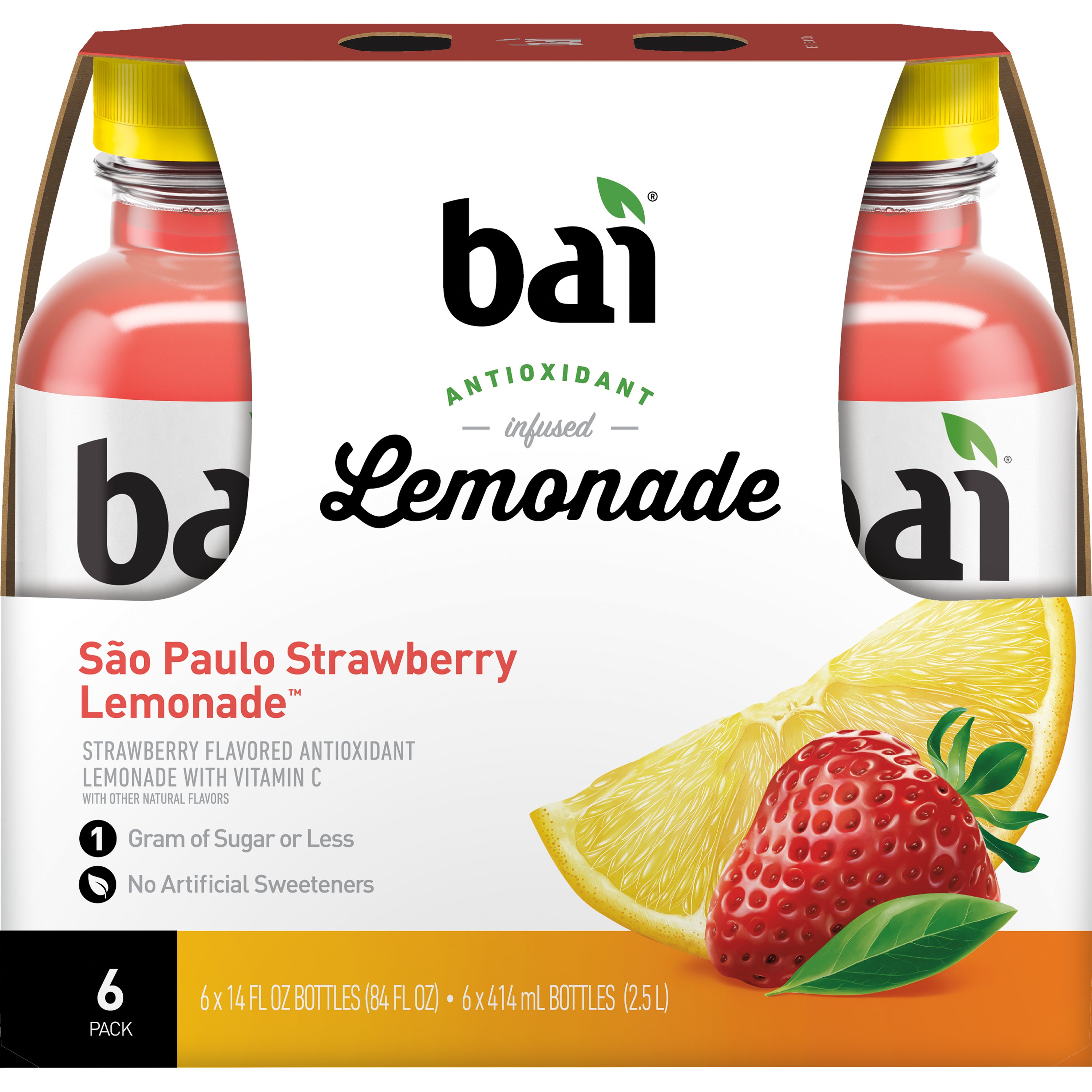 Bai Antioxidant Infusion Sao Paulo Strawberry Lemonade Beverage 14 oz