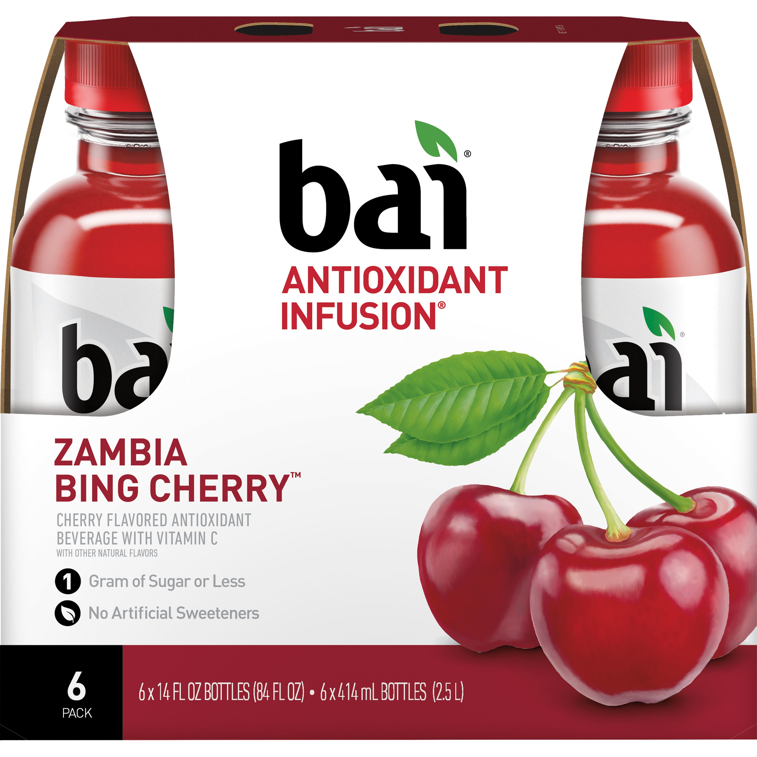 Bai Antioxidant Infusion Zambia Bing Cherry Beverage 14 oz Bottles