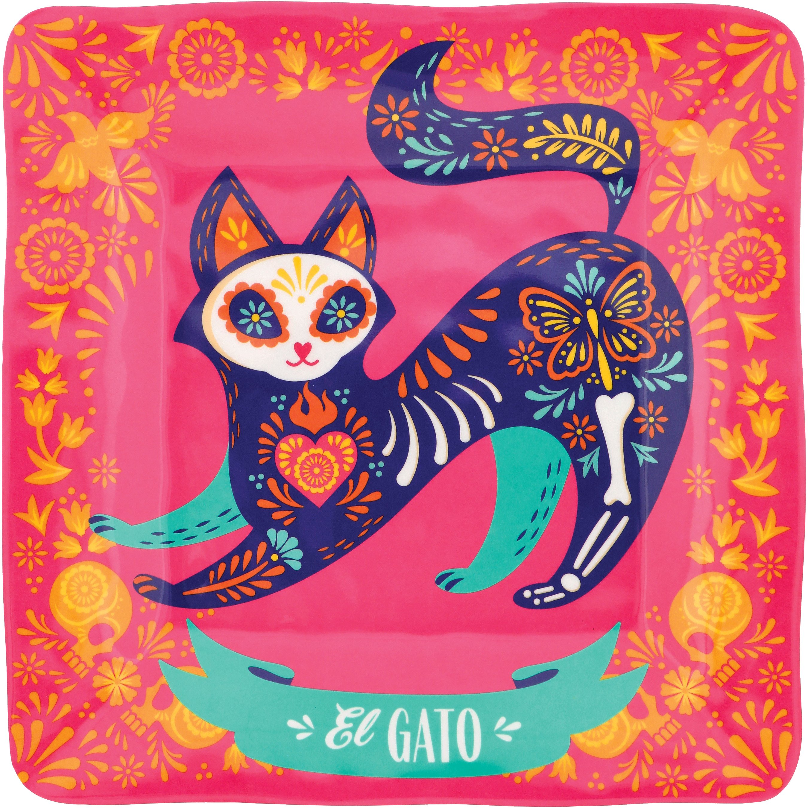 Destination Holiday Day of the Dead El Gato Melamine Square Dinner