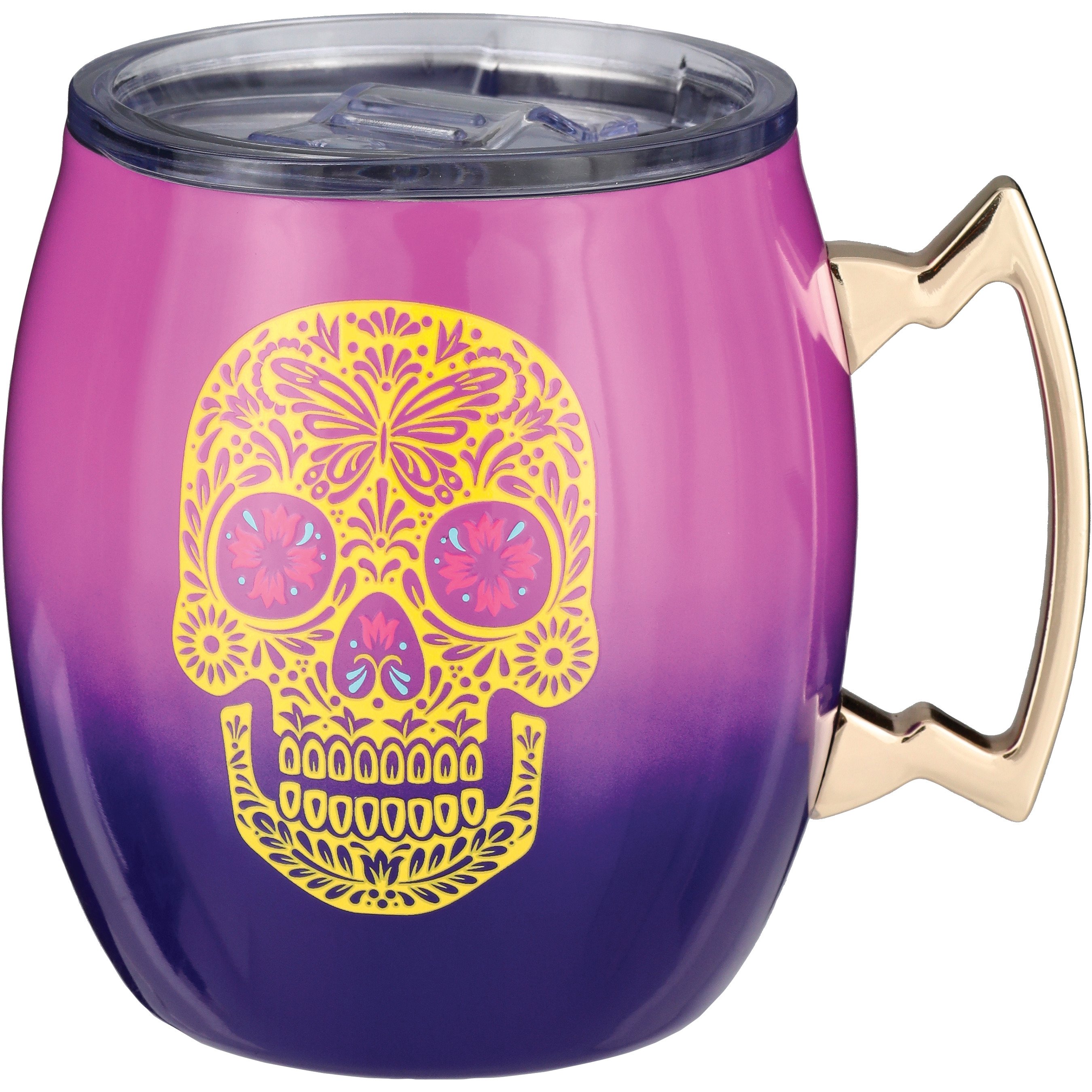 Purple Dia De Los Muertos Travel Mug