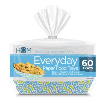 Hom Works Everyday Paper Food Trays, 60 ct