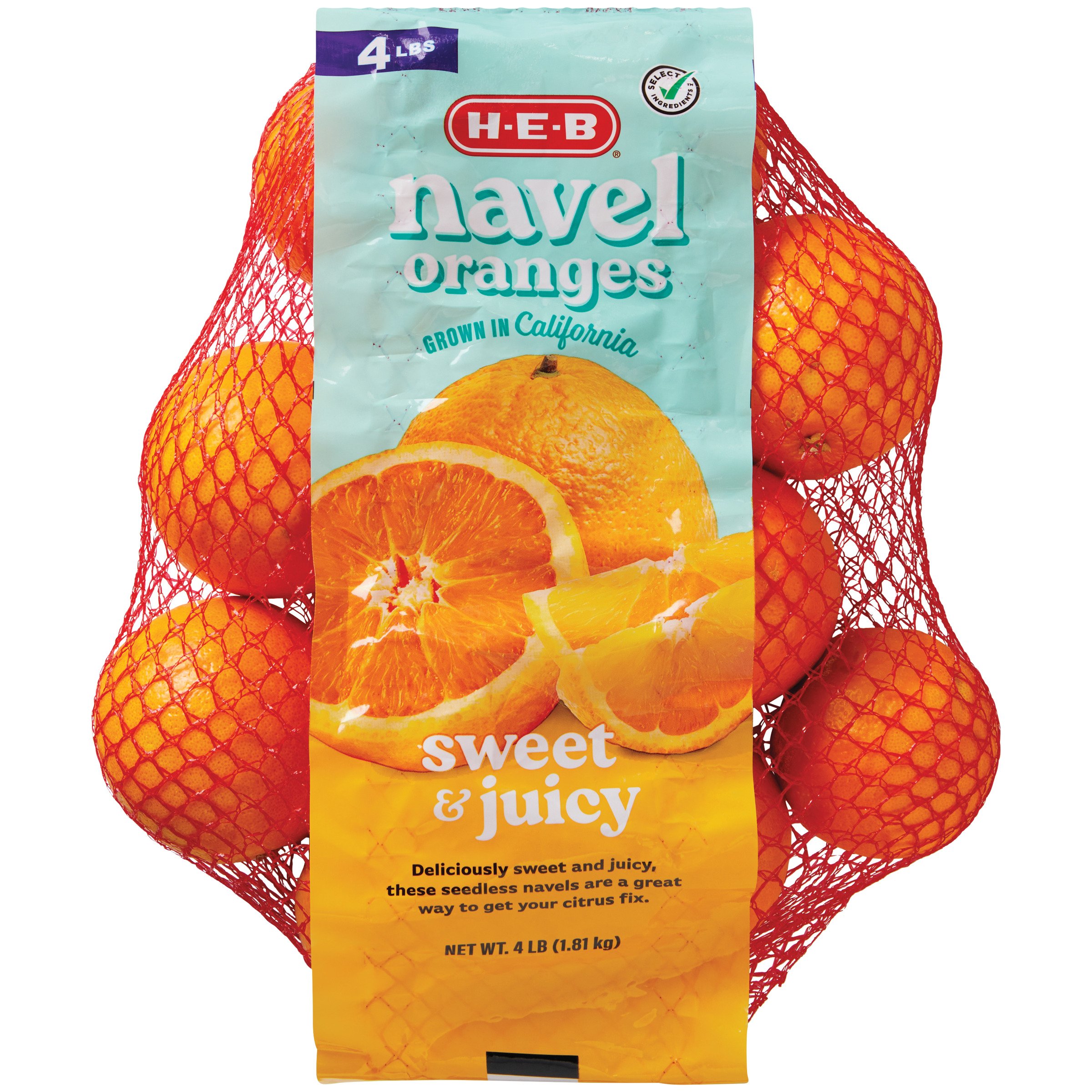 H-E-B Fresh Navel Oranges, 4 lb bag