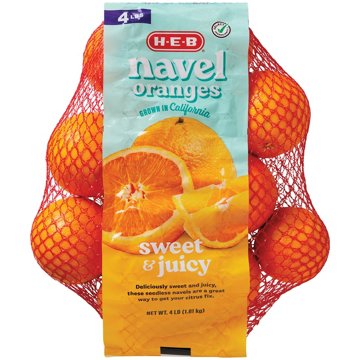 H-E-B Fresh Navel Oranges, 4 lb bag