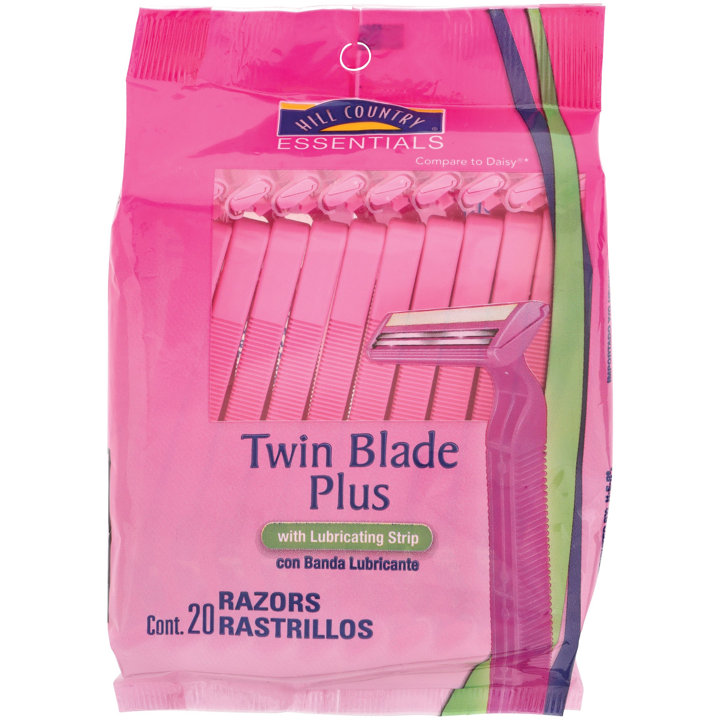 Hill Country Essentials Twin Blade Plus Disposable Razors Pink Shop