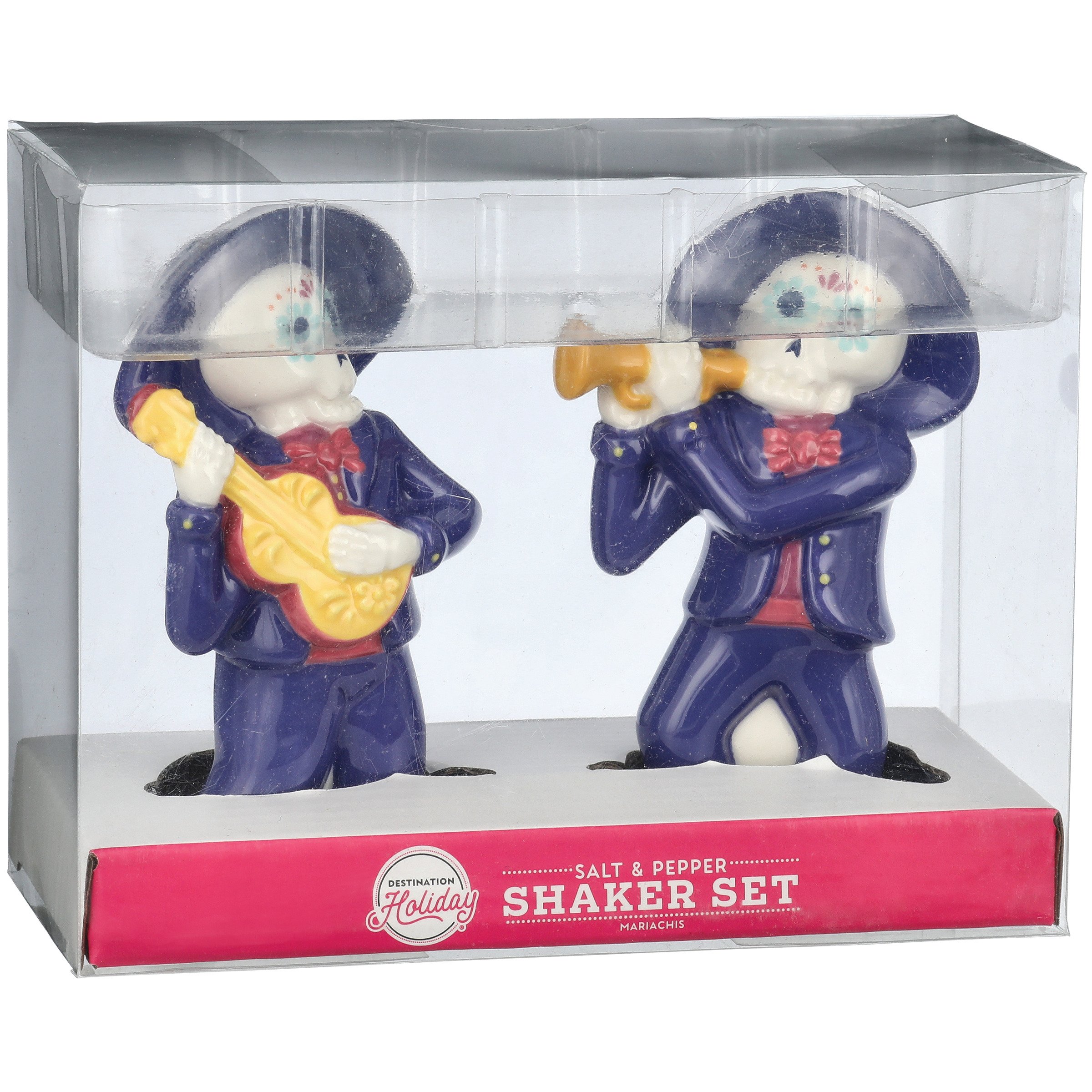 Destination Holiday Day of the Dead Mariachi Ceramic Salt & Pepper