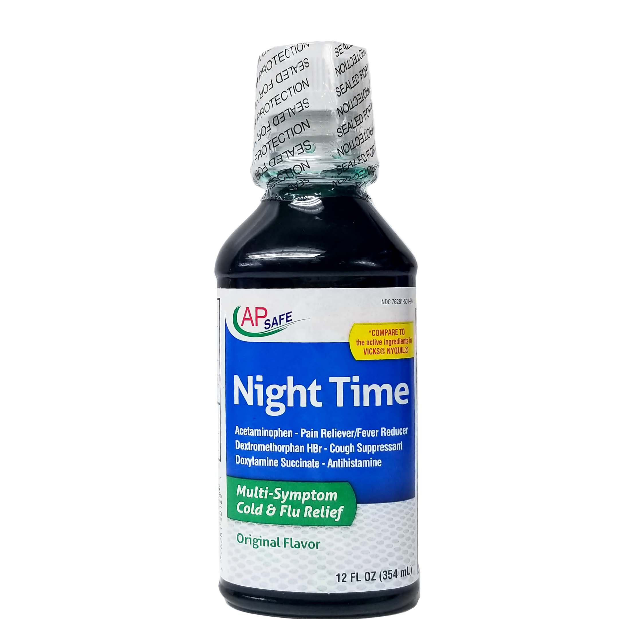 AP Safe Night Time Cold & Flu Relief Liquid, 12 oz
