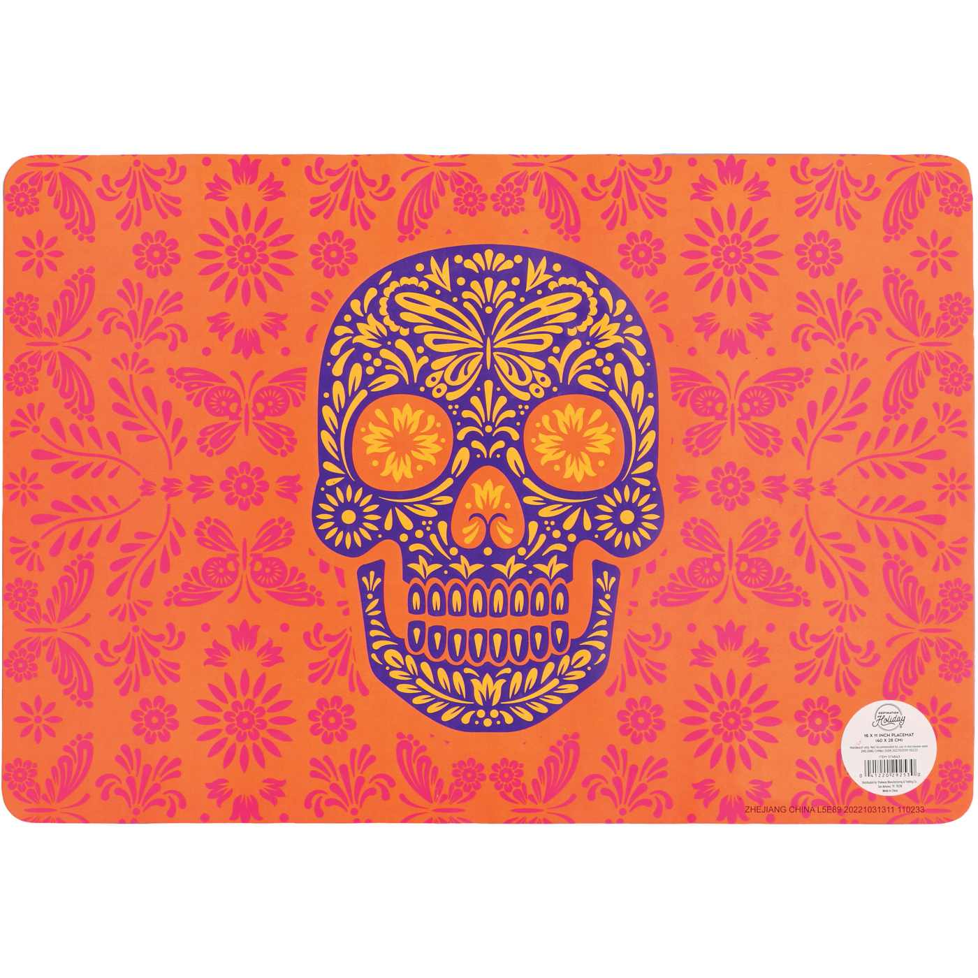 Destination Holiday Day of the Dead Calavera Dual Sided Placemat; image 2 of 2