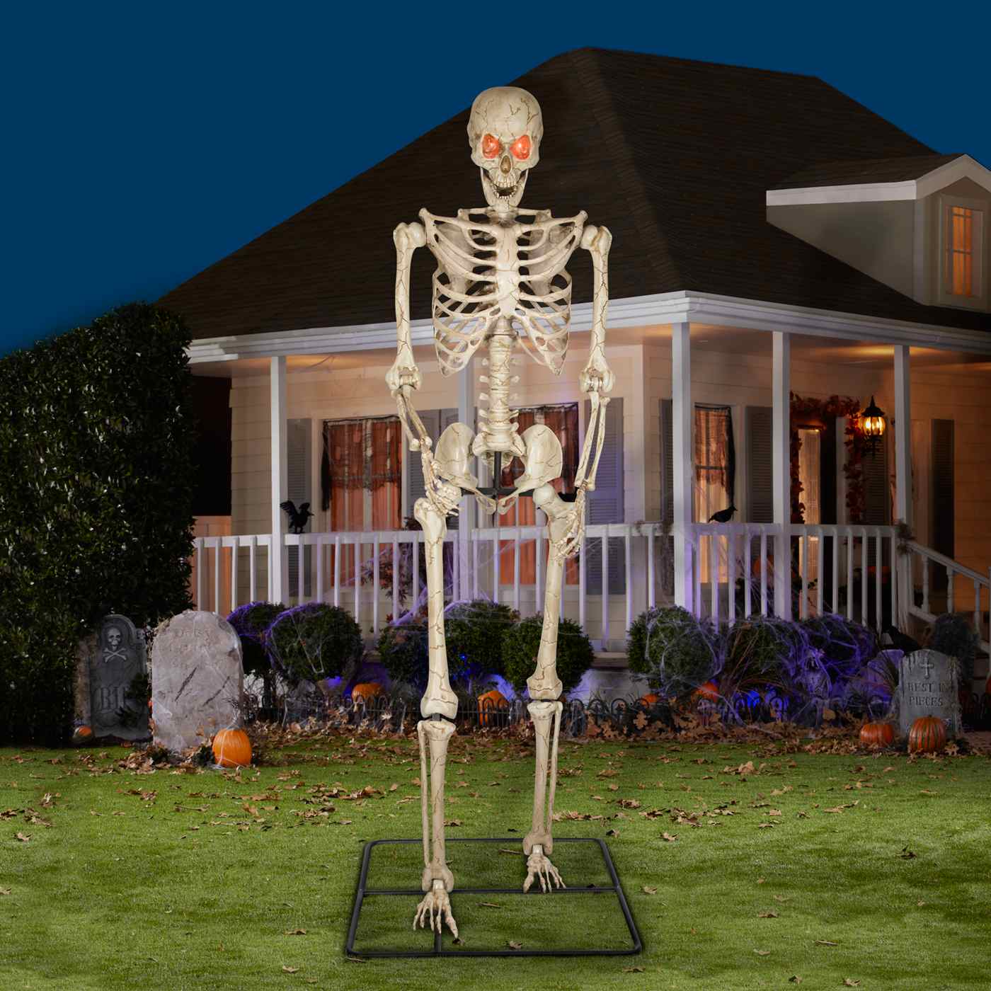 Halloween Giant Poseable Skeleton Decoration, Bone Color, 10 ft, by Way To  Celebrate