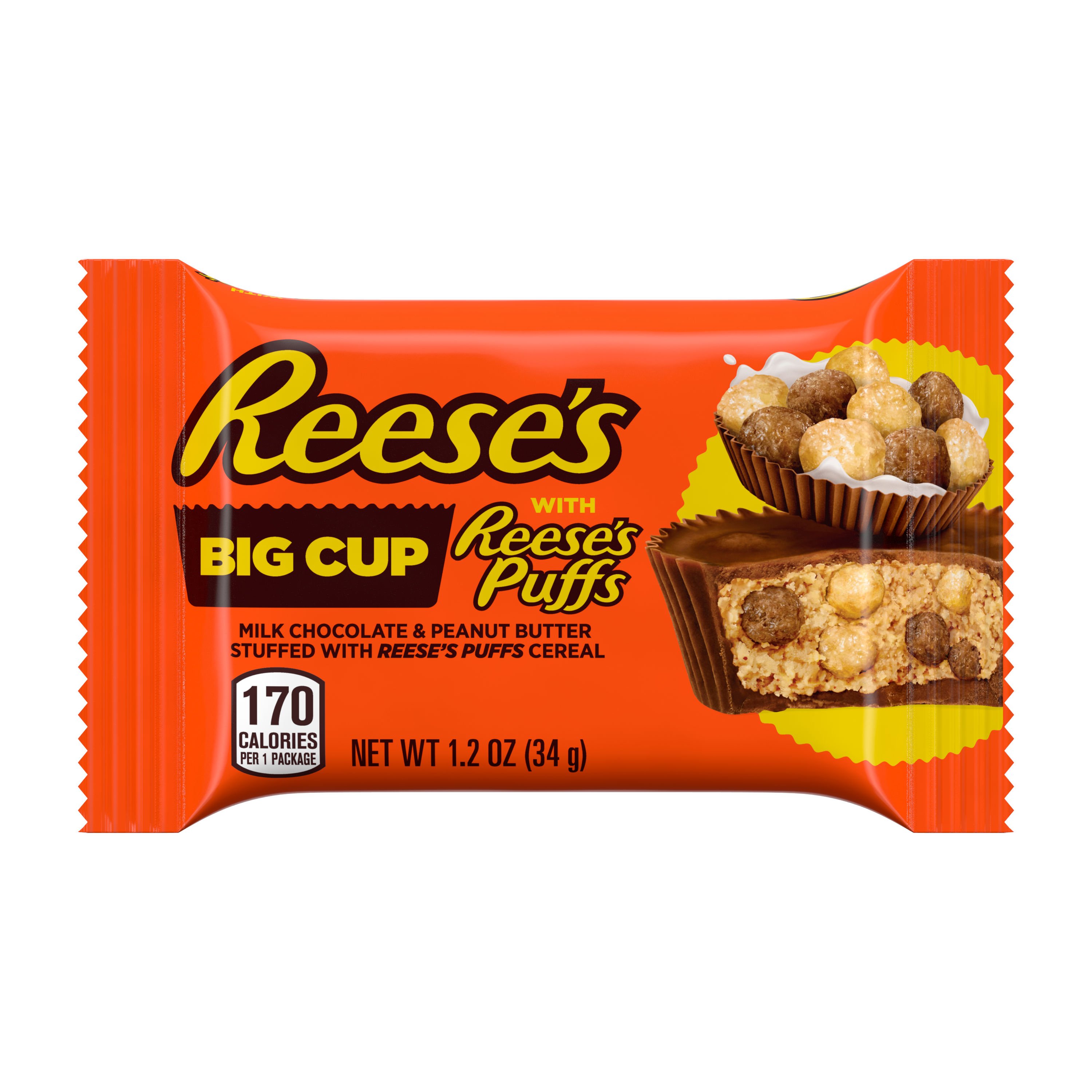 Reese's Big Cup Milk Chocolate & Peanut Butter Stuffed with Reese's Puffs  Cereal - Shop Candy at H-E-B