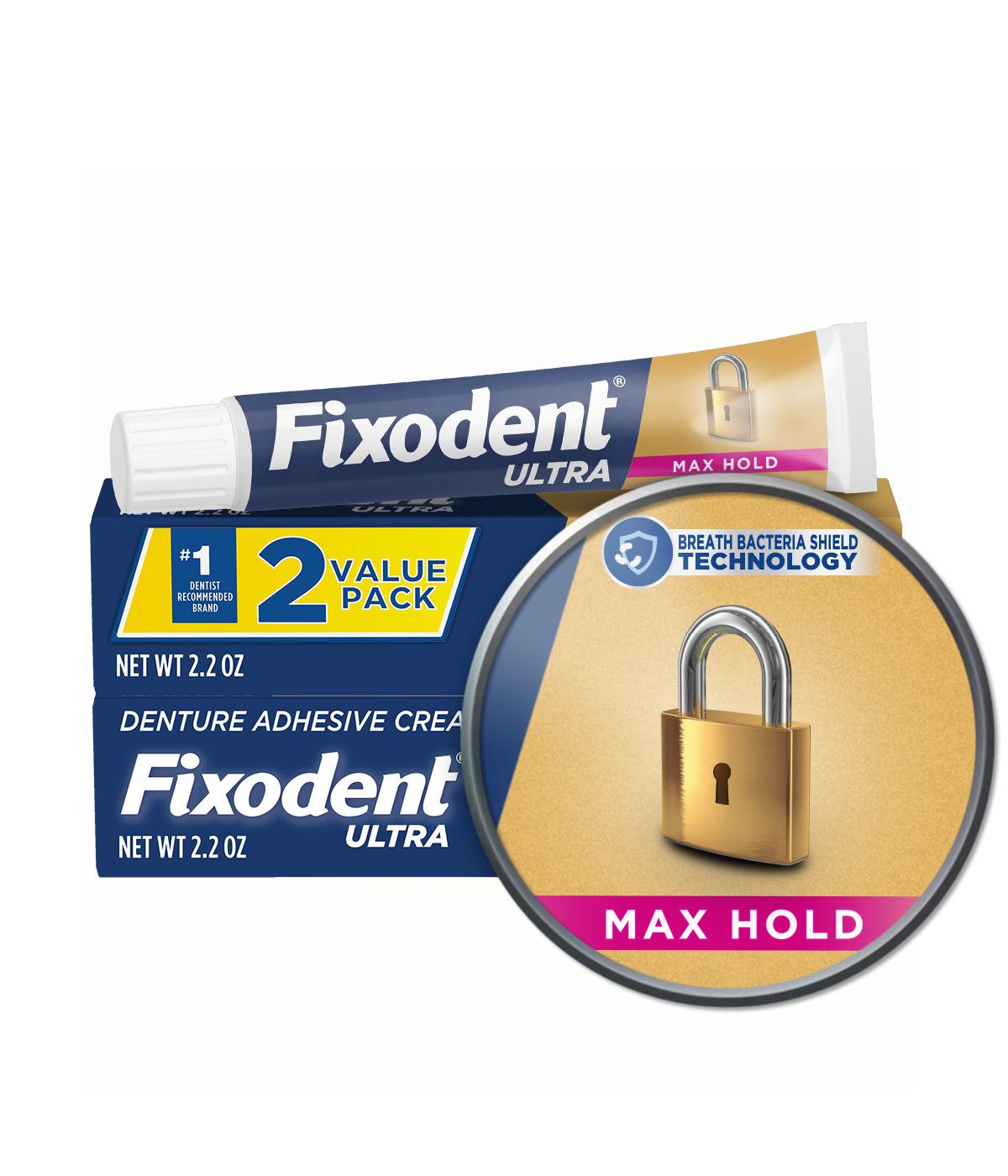 Fixodent Ultra Max Hold Denture Adhesive Cream, 2 pk; image 1 of 10