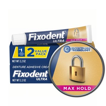 Fixodent Ultra Max Hold Denture Adhesive Cream, 2 pk, 4.4 oz