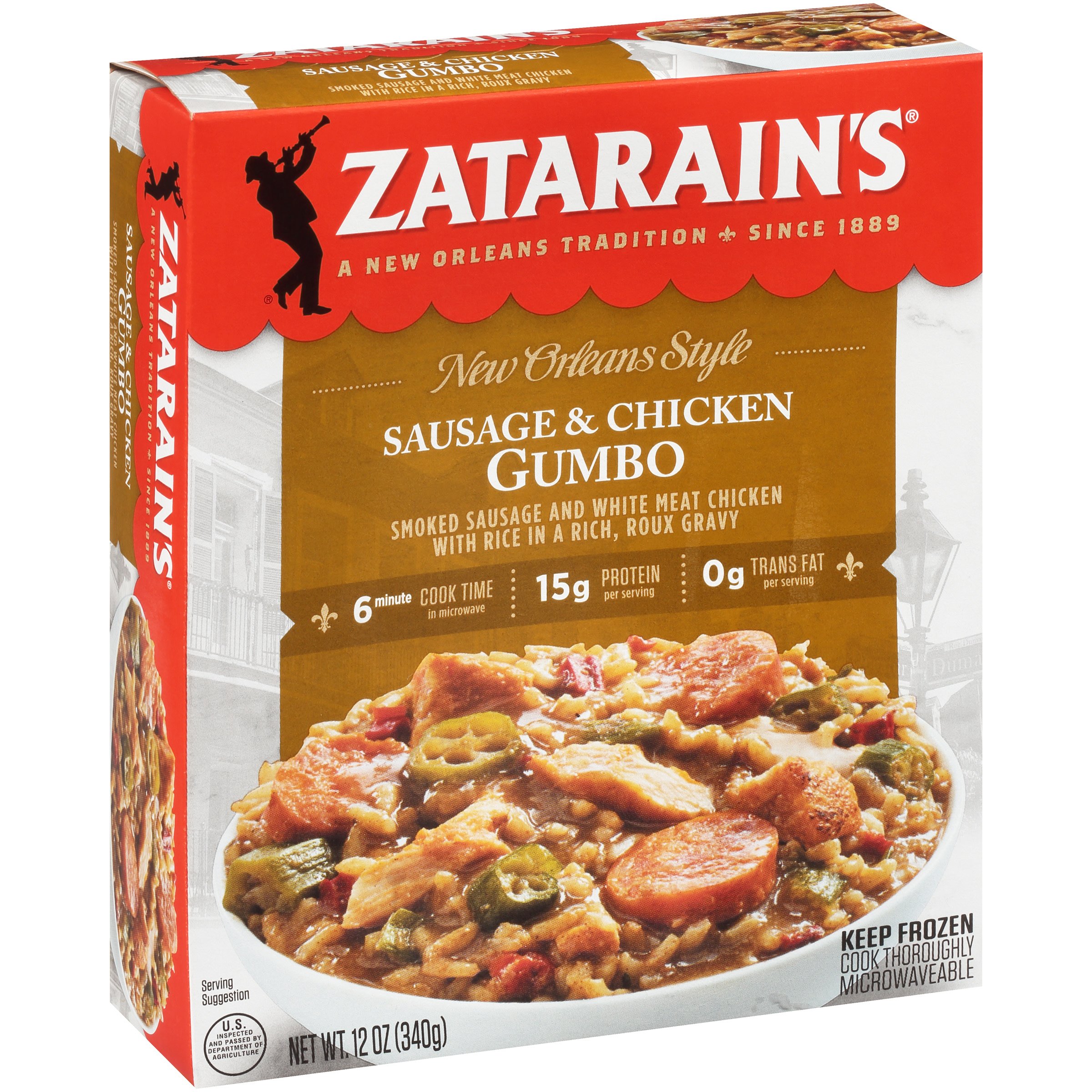 Zatarain's Frozen Red Bean And Rice With Sausage, 12 oz