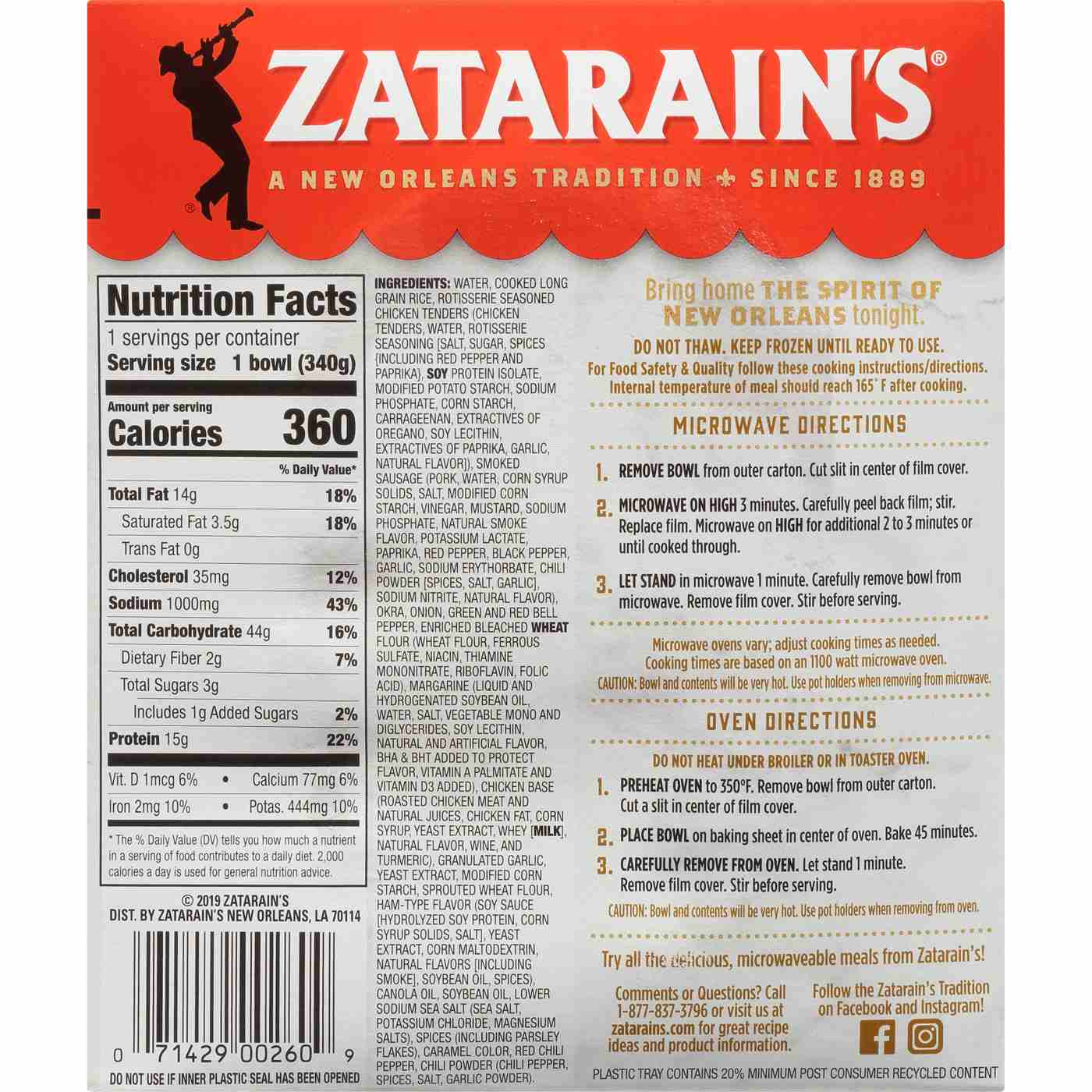 Zatarain's Sausage & Chicken Gumbo Frozen Meal; image 2 of 3