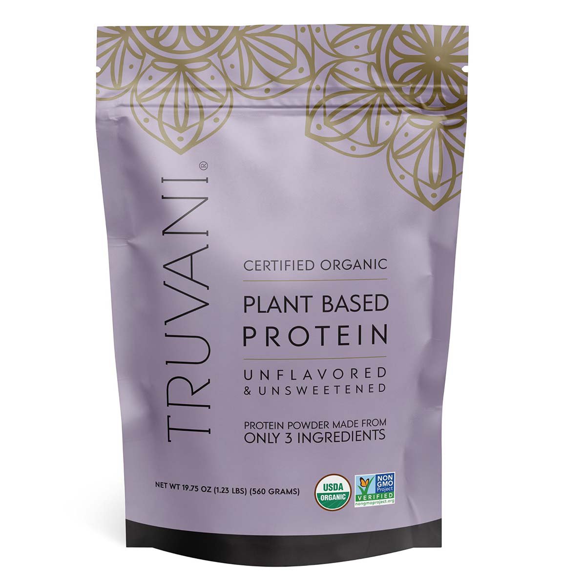 Truvani Organic Plant-Based Protein Powder - Unflavored, 19.75 oz