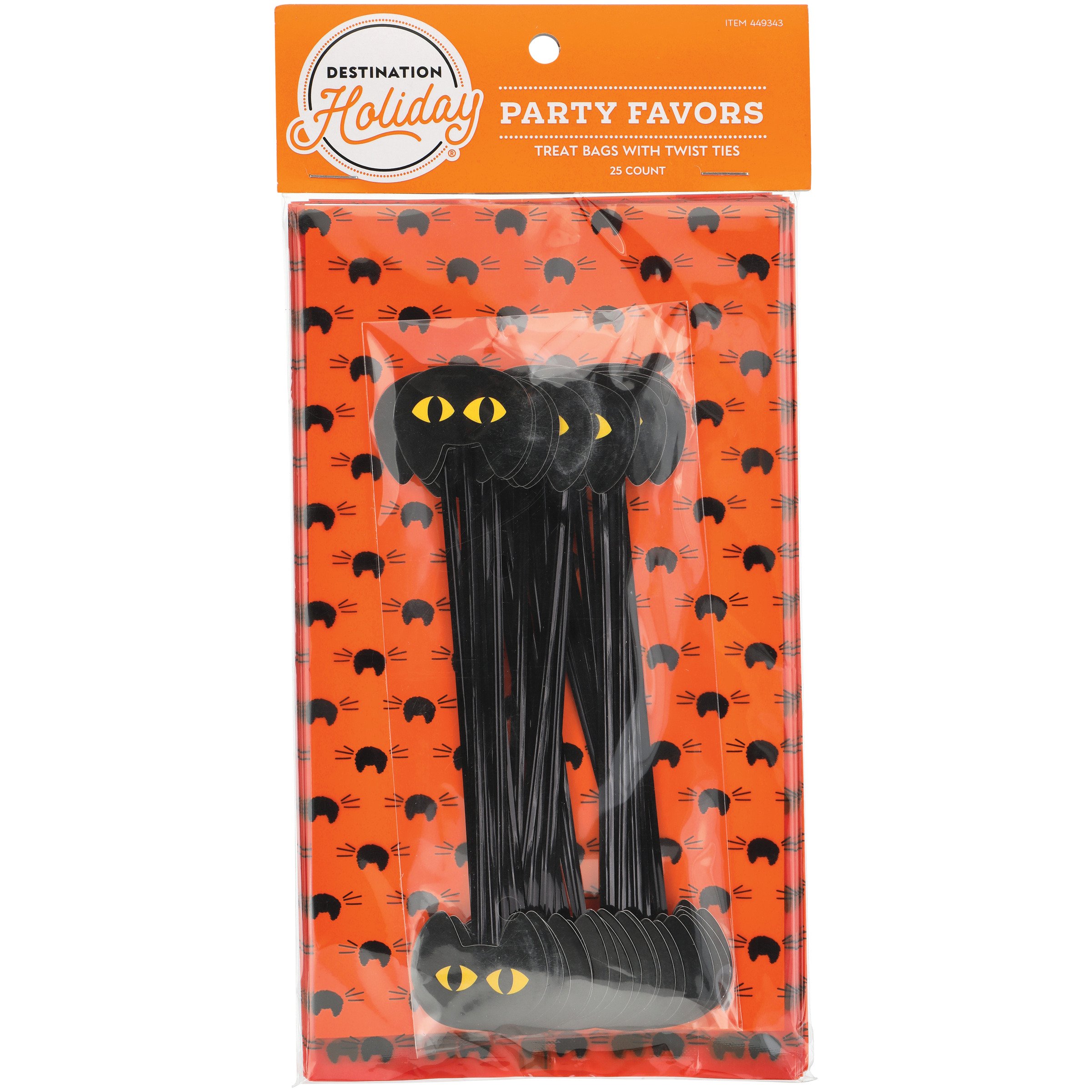 Destination Holiday Black Cat Halloween Treat Bags with Twist Ties