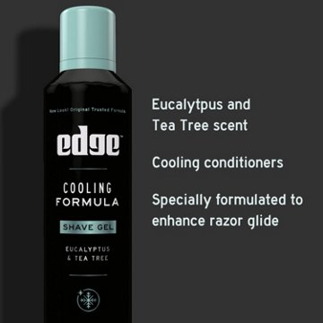 Edge Mens Cooling Shave Gel, Eucalytpus & Tea Tree Scent, Foaming Men's Shave Cream