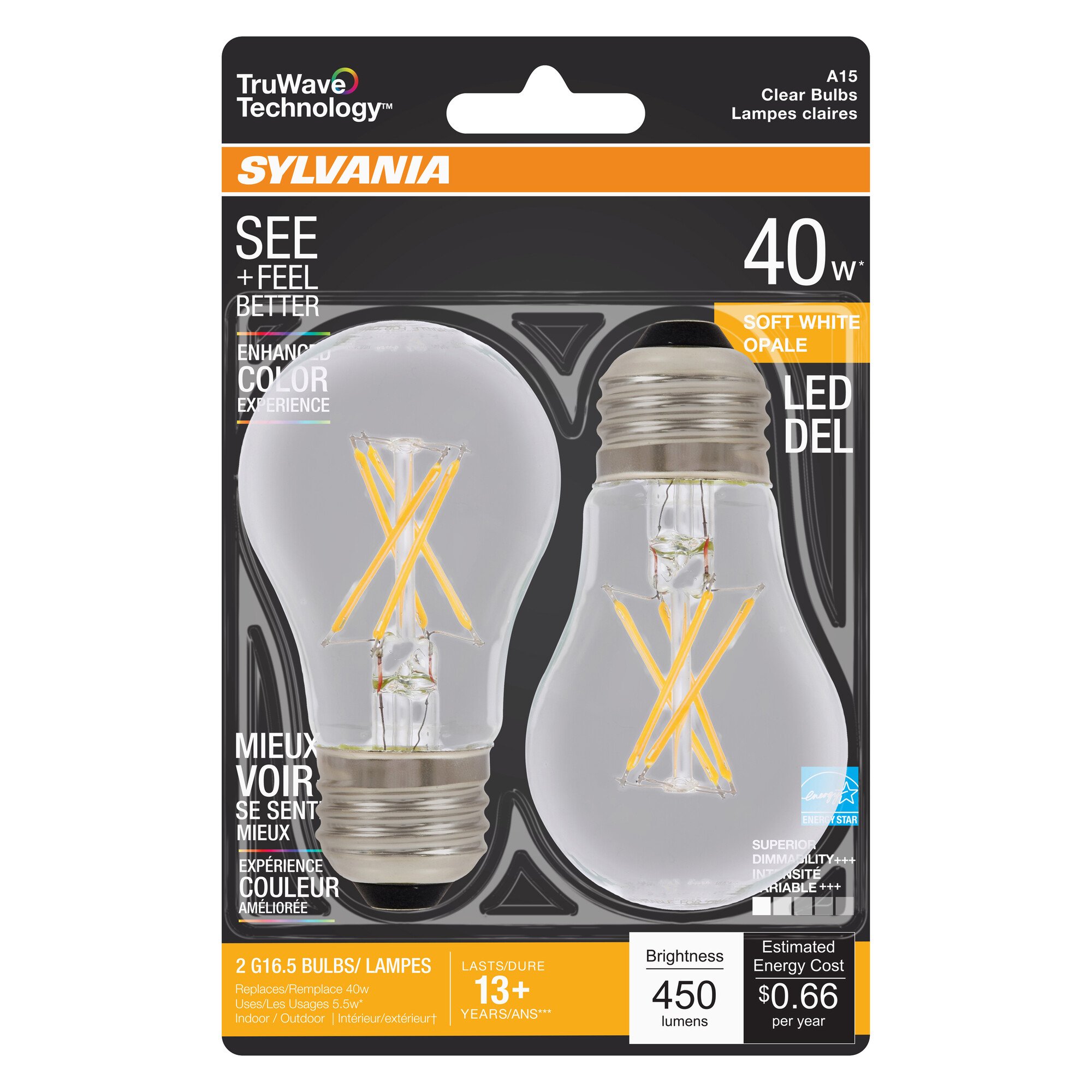 Sylvania TruWave A15 40-Watt Clear LED Light Bulbs - Soft White - Shop ...