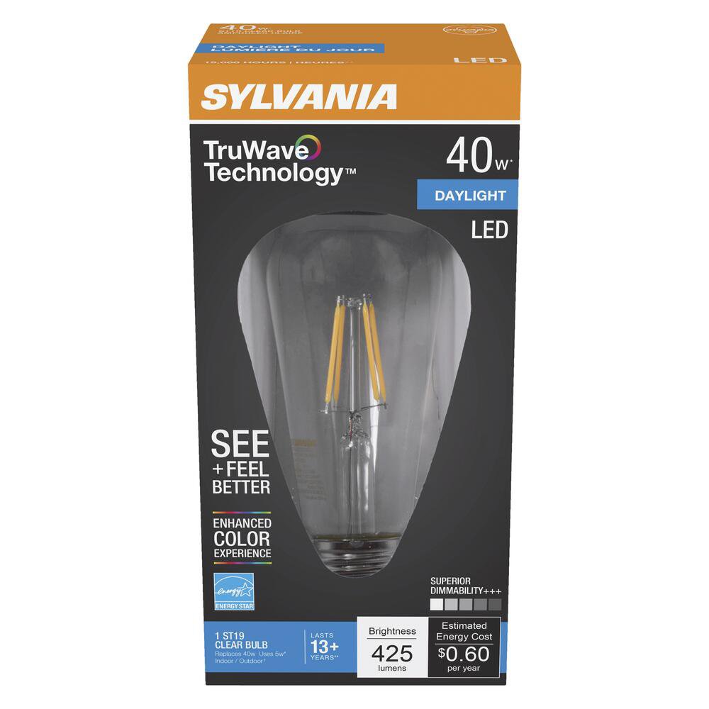 Sylvania TruWave ST19 40-Watt Clear LED Light Bulb - Daylight - Shop ...