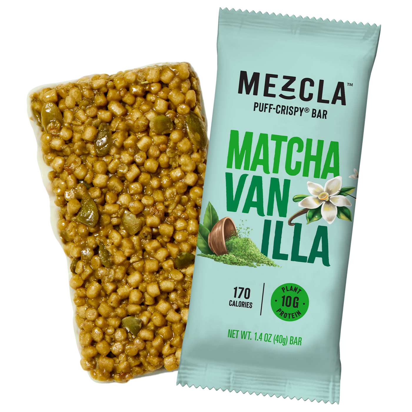 Mezcla Puff Crispy Bar 10g Plant Protein - Matcha Vanilla; image 3 of 3