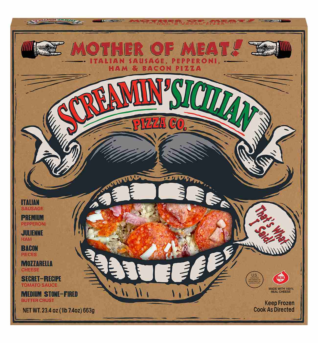 Screamin' Sicilian Mother of Meat Pizza - Sausage, Pepperoni, Ham & Bacon; image 1 of 8