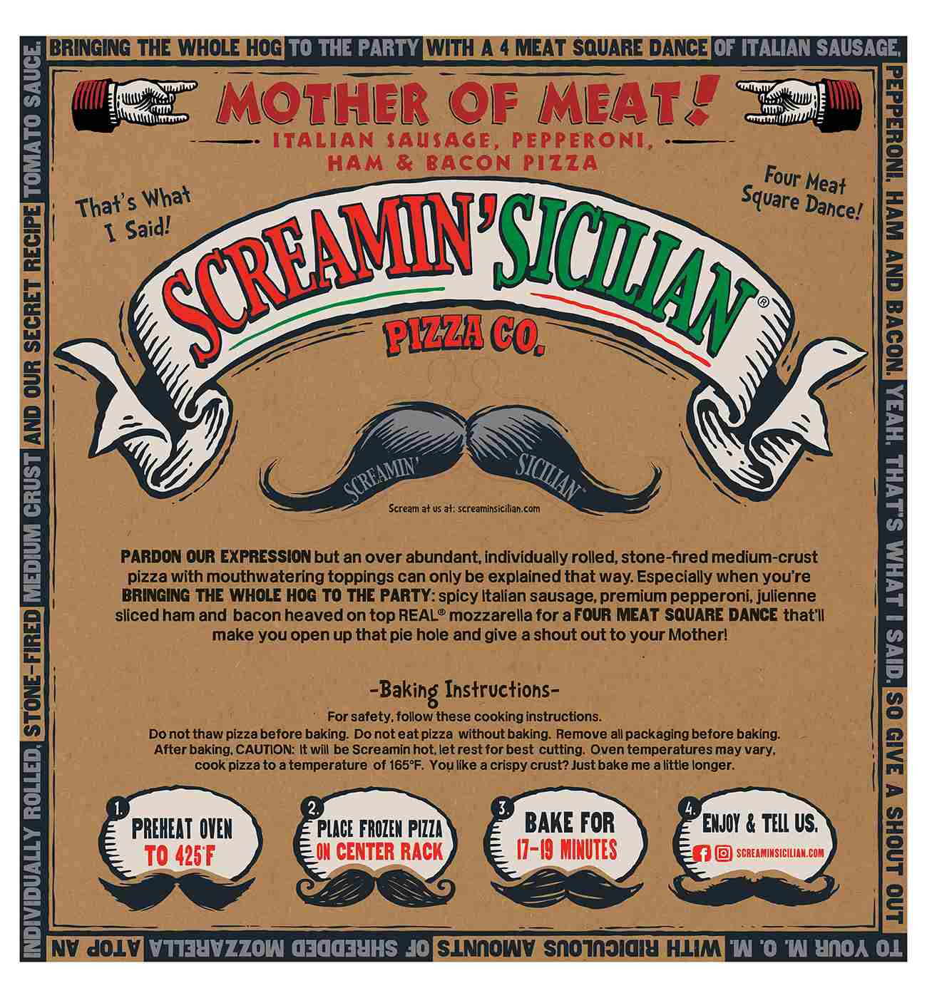 Screamin' Sicilian Mother of Meat Pizza - Sausage, Pepperoni, Ham & Bacon; image 4 of 8