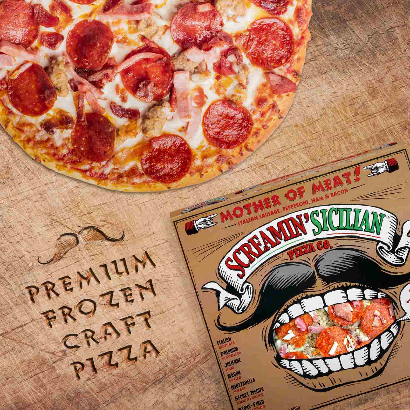 Screamin' Sicilian Mother of Meat Pizza - Sausage, Pepperoni, Ham & Bacon; image 7 of 8